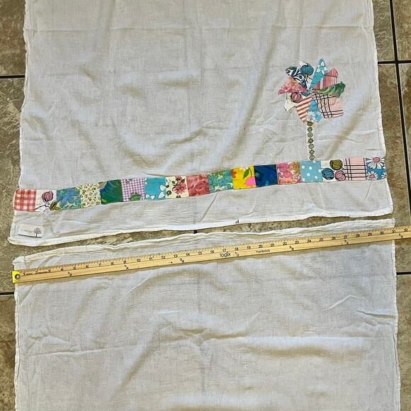 Handmade Patchwork Tea Towels Snail Pinwheel Applique Oversized Cotton Set 2 - Picture 4 of 11